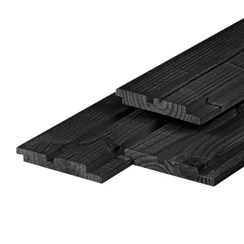 Beperkte Voorraad Dubbel profiel douglas zwart gespoten geschaafd 1,9x13x300 cm