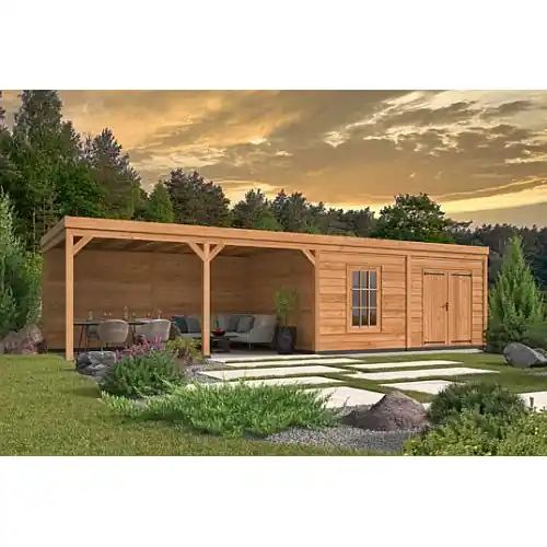 Direct Verzonden Overkapping Red Class Wood plat dak Kiruna type 3 1030x378 cm