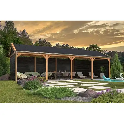 Overkapping Red Class Wood zadeldak Göteborg type 3 1079x399 cm Betrouwbaar