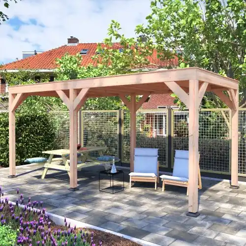 Douglas overkapping geschaafd 550x250 cm asymmetrisch 2 Gereduceerde Prijs