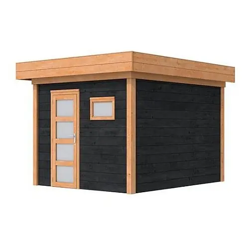 Blokhut Topvision douglas Raaf 298x298 cm zwarte wanden Beperkt Aanbod