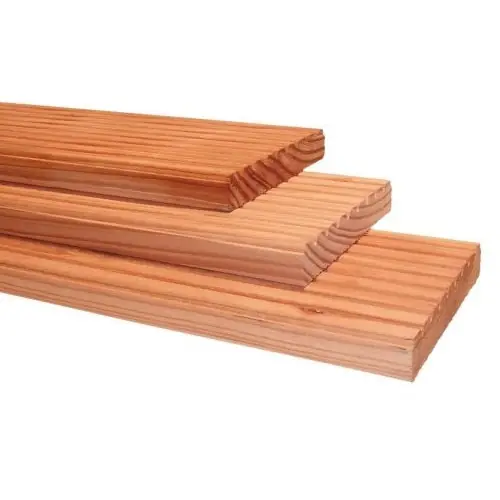Actieprijs Douglas geprofileerd dekdeel 1 zijde grof profiel 1 zijde glad 2,5x14,5x400 cm onbehandeld