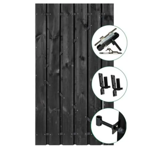 Laatste Kans Tuindeur Privacy zwartgespoten grenen inclusief slot 195x100 cm