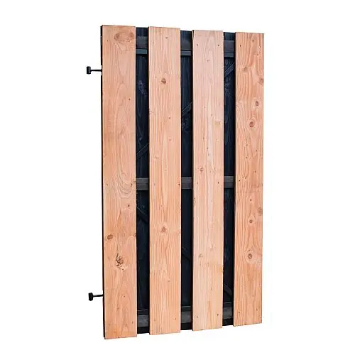 Douglas/zwart plankendeur fijnbezaagd op zwart stalen frame 100x180 cm Gereduceerde Prijs