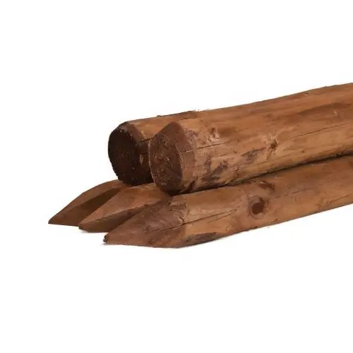 Nieuw Ronde paal vuren geschild kop bruin geïmpregneerd Ø11x200 cm
