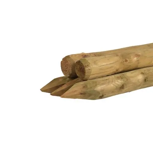 Gratis Retour Ronde paal vuren geschild kop groen geïmpregneerd Ø12 cm