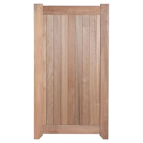 Hardhouten poort enkel 180x100 cm linksdraaiend verzinkt beslag Koopje