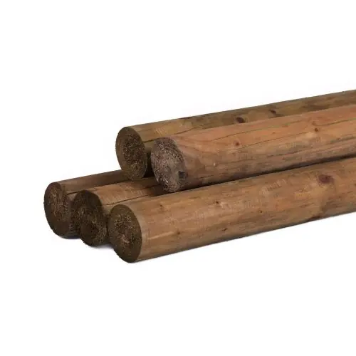 Bestel Nu Ronde paal vuren gefreesd bruin geïmpregneerd Ø16x600 cm haaks