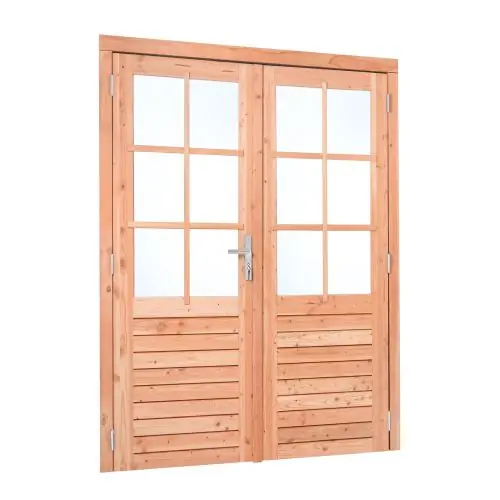 Premium Dubbele glas deur Red class wood 6 ruits 185x205 cm RVS beslag LD K226271