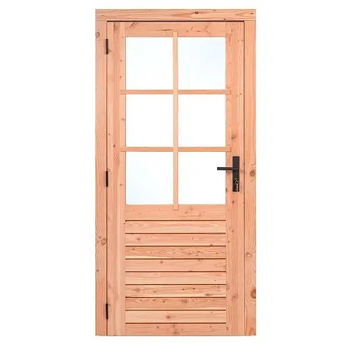Shop Nu Enkele glas deur Red class wood 6 ruits 100x205 cm zwart beslag LD K065309