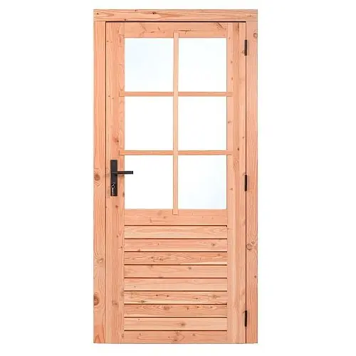 Enkele glas deur Red class wood 6 ruits 100x205 cm zwart beslag RD K065310 Express Levering