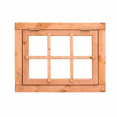 Aanbieding Uitzetraam Red class wood 6 ruits zwart beslag 90x70 cm