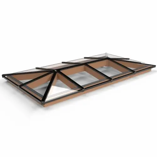 Lichtstraat schilddak douglas gelaagd glas 450,4x205 cm zwart Beperkt Aanbod