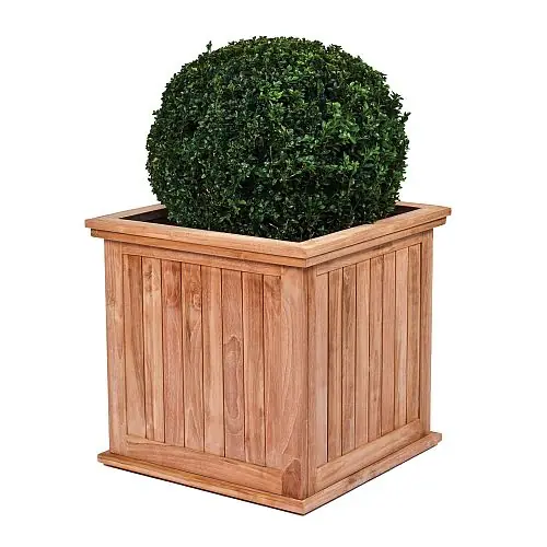 Teak bloembak Kalimantan groot 51x51x56 cm Hoge Kwaliteit