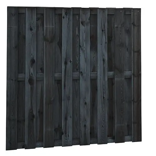 Tuinscherm geïmpregneerd grenen 18 planks 180 x 180 cm 15 mm recht zwart Weekendaanbieding