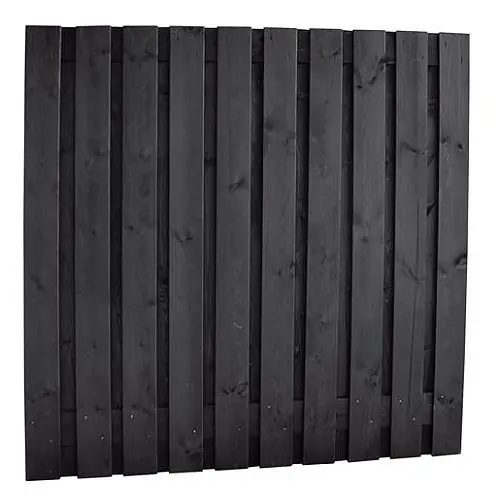 Goedkoop Tuinscherm geïmpregneerd grenen 21 planks 180x180 cm 15 mm recht zwart