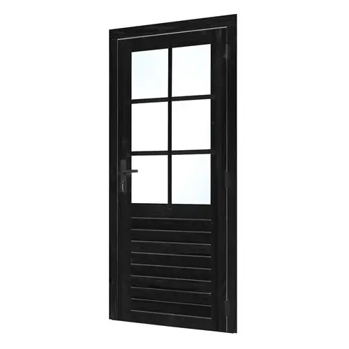 Seizoensaanbieding Vuren enkele glasdeur zwart gespoten 100x205 cm rd K216416