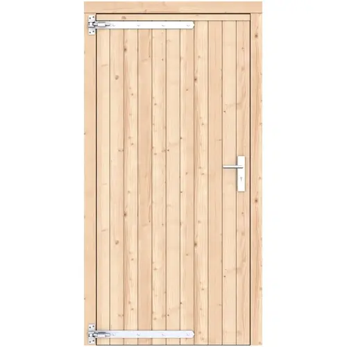Vuren dichte enkele deur 108x209 cm ld verzinkte hengen RVS beslag kleurloos geïmpregneerd 1073293 Speciale Aanbieding