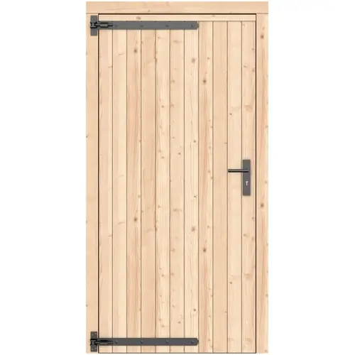 Fabrieksprijs Vuren dichte enkele deur 108x209 cm ld zwart beslag onbehandeld 1073235