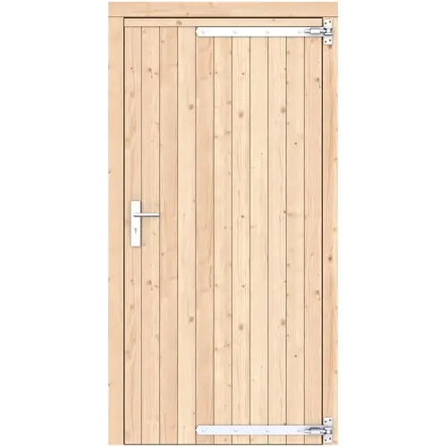 Seizoensaanbieding Vuren dichte enkele deur 108x209 cm rd verzinkte hengen RVS beslag kleurloos geïmpregneerd 1073297