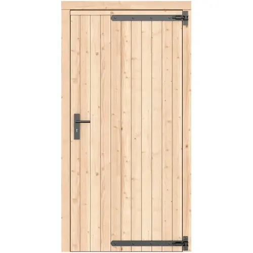 Exclusieve Aanbieding Vuren dichte enkele deur 108x209 cm rd zwart beslag onbehandeld 1073239