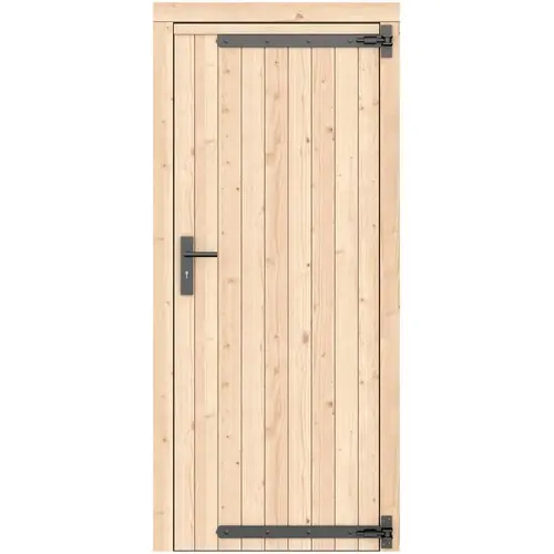 Gratis Retour Vuren dichte enkele deur 90x201 cm rd zwart beslag groen geïmpregneerd 1059019