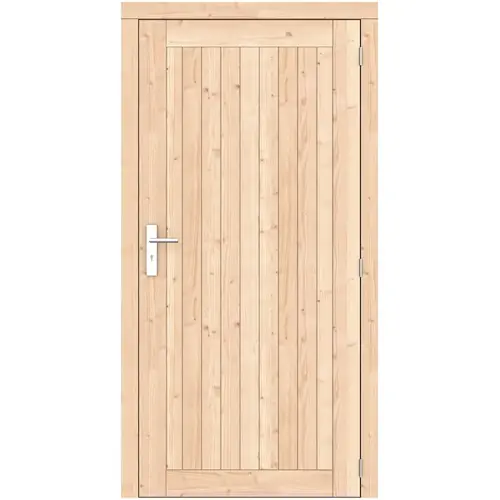 Vuren dichte enkele deur Prestige 108x209 cm rd RVS beslag groen geïmpregneerd 1073354 Hoge Kwaliteit