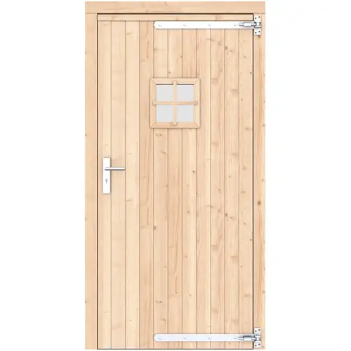 Vuren enkele deur 108x209 cm rd verzinkte hengen RVS beslag kleurloos geïmpregneerd 1073321 Koopje