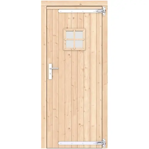 Seizoensaanbieding Vuren enkele deur 90x201 cm rd verzinkte hengen RVS beslag onbehandeld 1073255