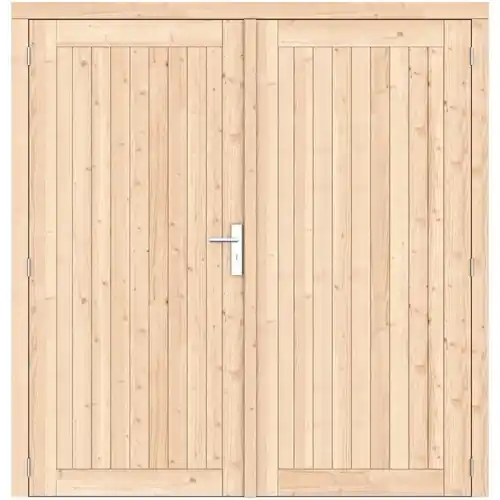 Vuren dichte dubbele deur Prestige 201x209 cm ld RVS beslag kleurloos geïmpregneerd 1073334 Gecertificeerd