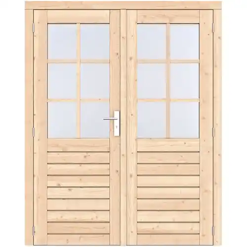 Vuren dubbele 1-ruits deur Prestige 168x209 cm ld RVS beslag onbehandeld 1073281 Shop Nu