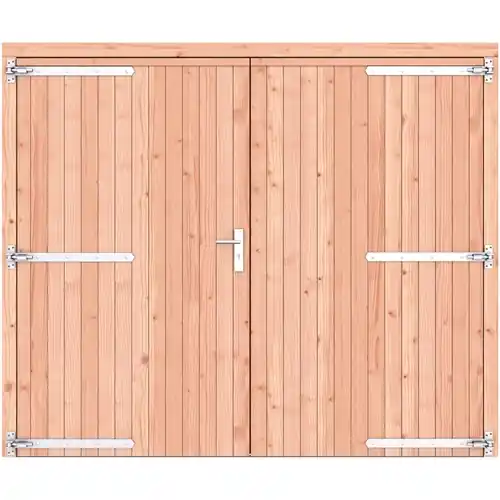Lage Prijs Douglas dichte dubbele deur 250x209 cm verzinkte hengen RVS beslag kleurloos geïmpregneerd 1073307