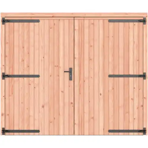 Laatste Kans Douglas dichte dubbele deur 250x209 cm zwart beslag kleurloos geïmpregneerd 1073308
