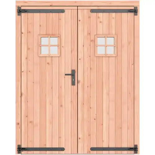 Beperkte Voorraad Douglas dubbele deur 168x209 cm zwart beslag kleurloos geïmpregneerd 1073324