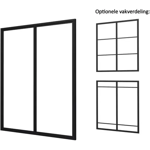 Rechtstreeks Van De Fabrikant Industriële glaspui A zwart gecoat aluminium raamwerk 178,5x224 cm