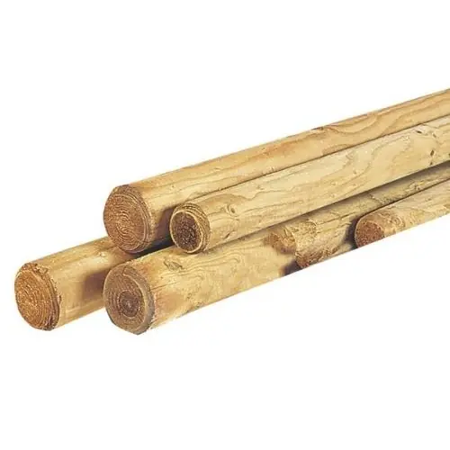 Laatste Kans Grenen ronde paal cilindrisch gefreesd 1 zijde gepunt 1 zijde gekroond Ø 6x200 cm