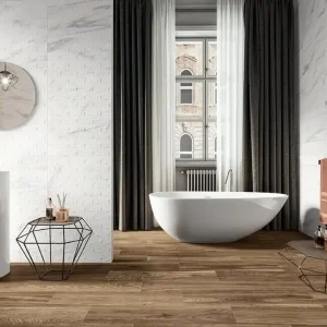 Superprijs Vloertegel/Wandtegel Flaviker Verity Donker Eiken Houtlook R12 22x90