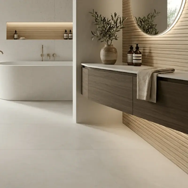 Wandtegel Del Conca Houtlook 3D Decor Legacy Oak Creme Rect. 30x90 Superprijs