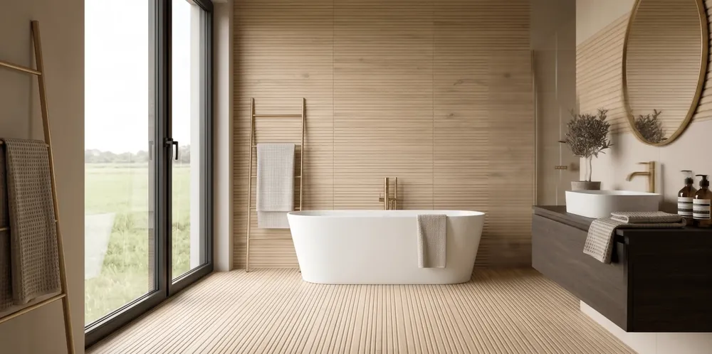 Vloertegel/Wandtegel Del Conca Houtlook 3D Decor Legacy Oak Creme Rect. 60x120 Speciale Aanbieding