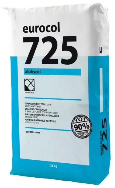 Hete Deal Eurocol 725 ALPHYCOL Snelverhardende, gipsgebonden tegellijm 25kg