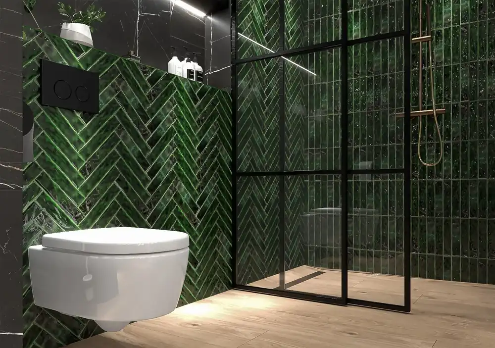 Wandtegel Sartoria Handvorm Urano Verde Groen Glans 5x25 Lage Prijs
