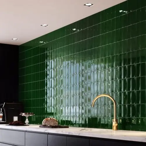 Wandtegel Revoir Balance Handvorm Urano Verde Donkergroen Glans 13x13 Beperkte Voorraad
