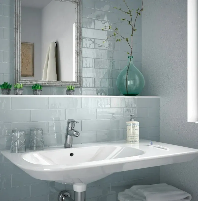 Superprijs Wandtegel Equipe Cerámicas Country Ash Blue Blauw Glans 6,5x20