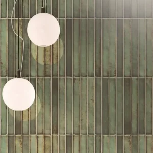 Wandtegel Cifre Brick Raku Groen Mozaiektegel 35x35 Exclusieve Aanbieding