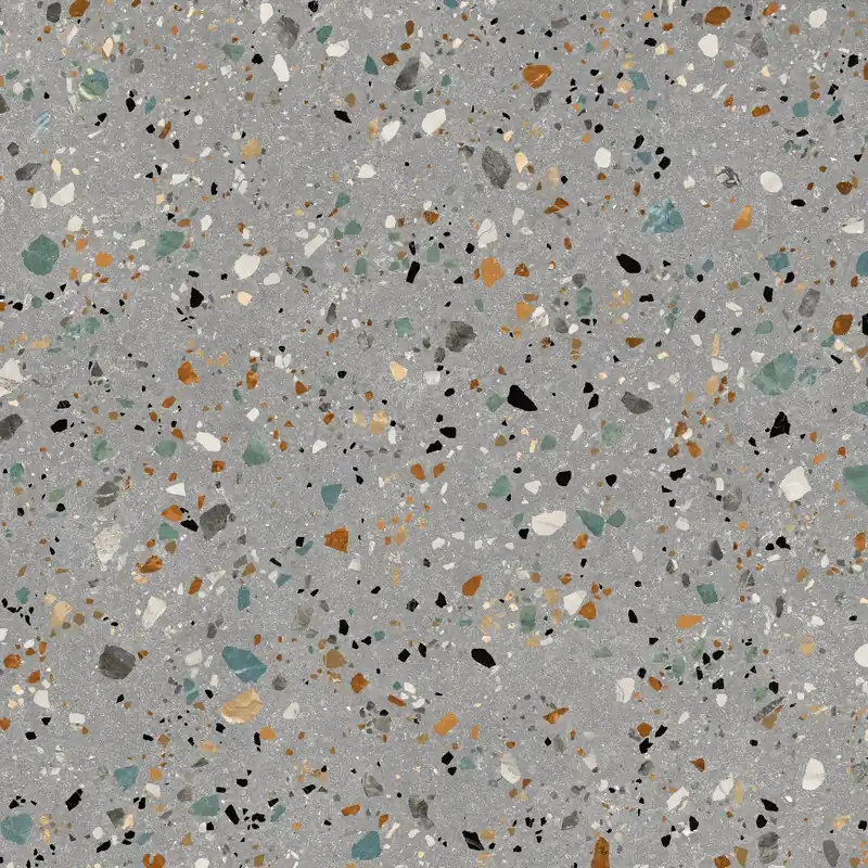 Veilige Betaling Vloertegel/Wandtegel Arcana Gobi Terrazzo Kleur Grigio Grijs 60x60