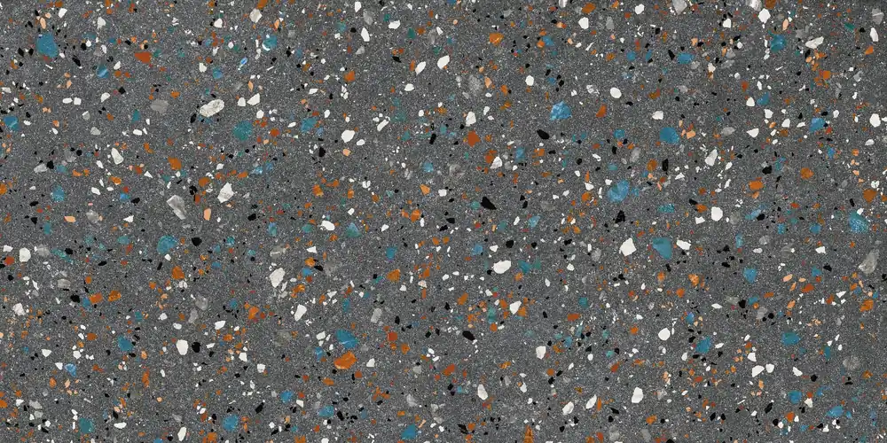 Vloertegel/Wandtegel Arcana Go Terrazzo Kleur Nero Zwart 60x120 Seizoensaanbieding