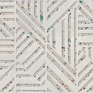 Lage Kosten Wandtegel Arcana Go Terrazzo Relieve Kleur Bianco Lichtgrijs 60x120