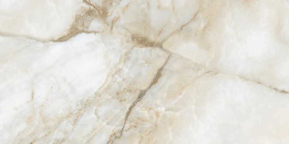 Vloertegel/Wandtegel Jones Onice Marmerlook Creme Goud Gepolijst Glans 60x120 Veilige Betaling