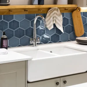 Laatste Versie Wandtegel Navale Prime Marine Blauw Hexagon Klein Glans 10,8x12,4