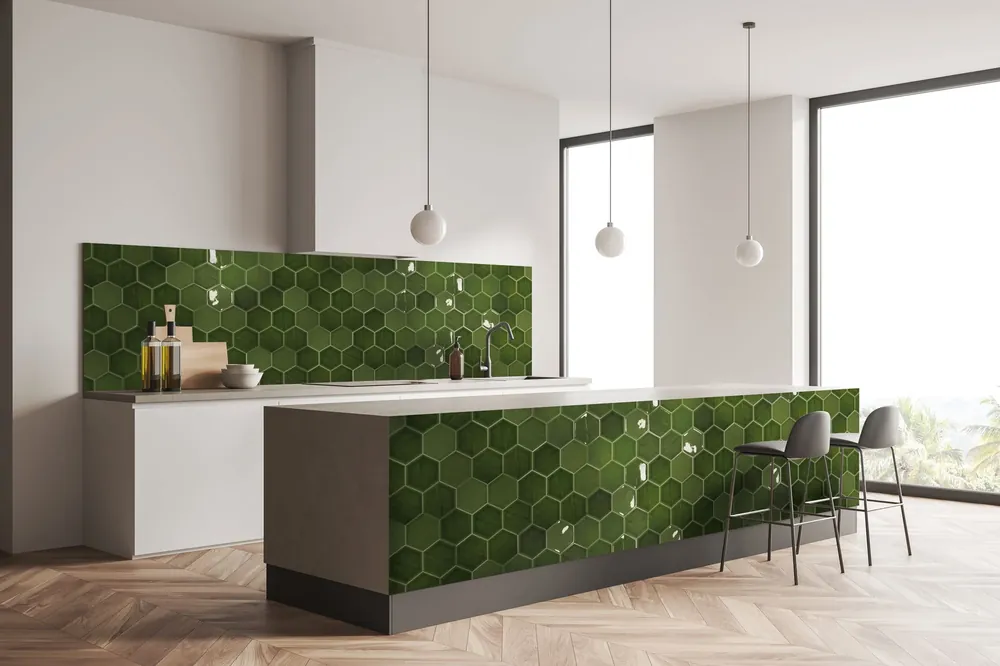 Wandtegel Navale Prime Urano Groen Hexagon Klein Glans 10,8x12,4 Lage Kosten